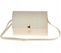 Laura Biaggi - torebka wizytowa jasny beż groszek materiał klapka LA29