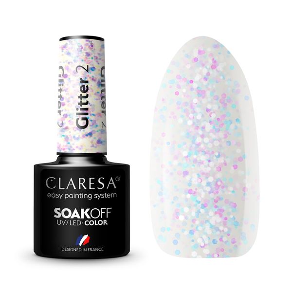CLARESA Lakier hybrydowy GLITTER 2 - 5g zdjęcie 1