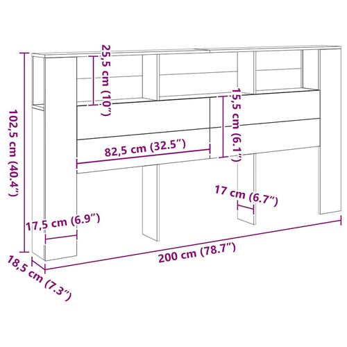 Zagłówek z półkami, dąb artisian, 200x18,5x102,5 cm na Arena.pl