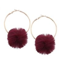 kolczyki koła pompon czerwień winna k632w