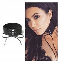 Naszyjnik Choker Czarny Zamsz Wiązany Szeroki 40mm Kitty