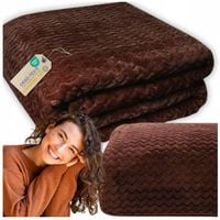 Koc pled narzuta 200x220cm na łóżko ciepły miękki prezent wzór brązowy