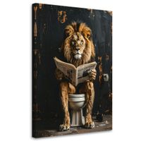 Obraz nowoczesny do łazienki wc pokoju humor, Lew czytający