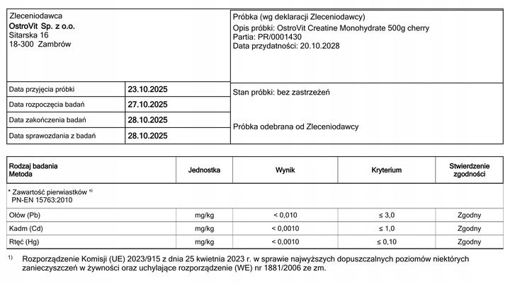 OstroVit Creatine Monohydrate 500 g KREATYNA MONOHYDRAT zdjęcie 5