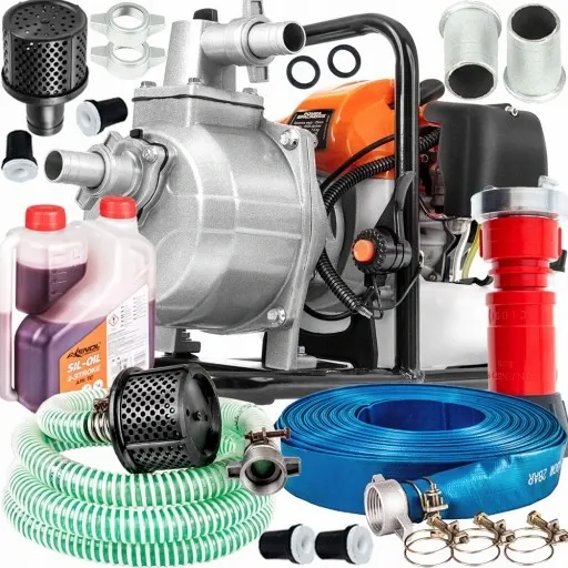 MOTOPOMPA 1' POMPA DO WODY SPALINOWA ZESTAW 2x WĄŻ zdjęcie 1