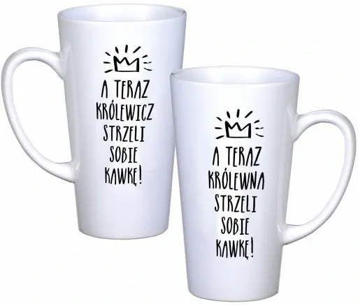 KOMPLET KUBKÓW LATTE DLA PAR PREZENT DUŻE 450ml PREZENT Z NADRUKIEM zdjęcie 12
