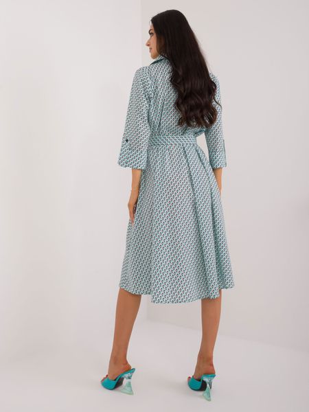 Miętowa sukienka koszulowa z rękawem 3/4 L/XL zdjęcie 3