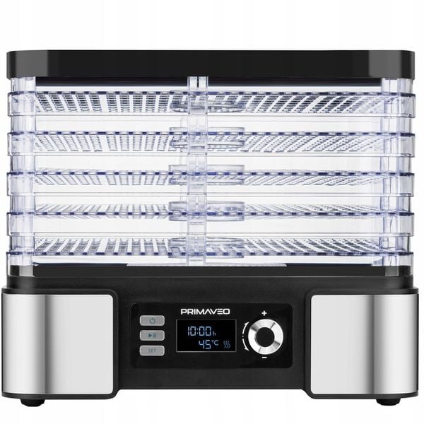 DUŻA SUSZARKA DO GRZYBÓW OWOCÓW TERMOOBIEG 450W ZEGAR PRIMAVEO POJEMNA 12L zdjęcie 4