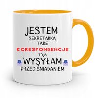 Kubek Żółty Prezent Dla Sekretarki Jestem Z Nadrukiem Ze Zdjęciem