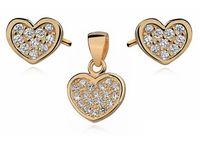 Delikatny pozłacany srebrny komplet serca z cyrkoniami srebro 925 Z0823Z_G