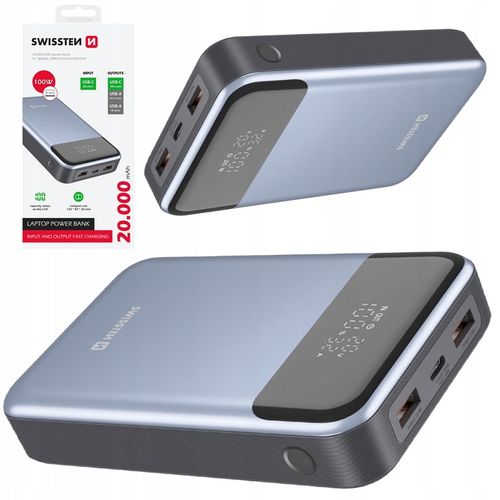Powerbank 20000 mAh 100W do laptopa smartfona 2x USB-A 1x USB-C KOMPAKTOWY na Arena.pl