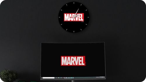 Zegar Ścienny Matowy MARVEL Czarny na Arena.pl