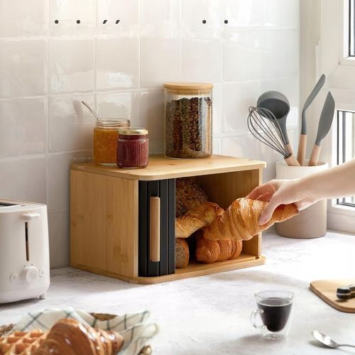 Chlebak Drewno Bambusowy Pojemnik Na Chleb 33x23cm zamykany na Arena.pl