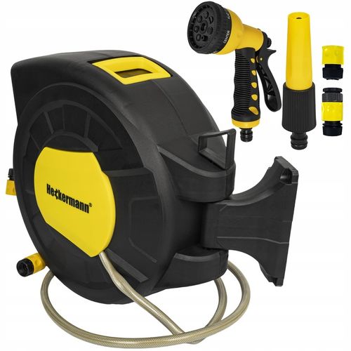 WĄŻ OGRODOWY ZWIJANY AUTOMATYCZNY BĘBEN PISTOLET ZRASZACZ KOŃCÓWKI 27m na Arena.pl