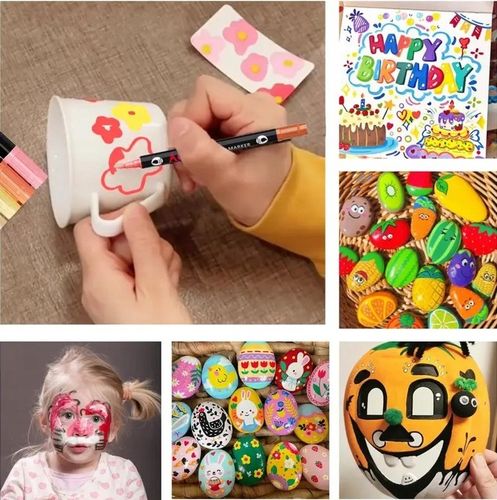 MARKERY AKRYLOWE ZESTAW 48 SZT Pisaki Flamastry Mazaki z farbą do kamieni na Arena.pl