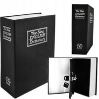 SEJF KASETKA KSIĄŻKA METALOWA NA PIENIĄDZE KLUCZ