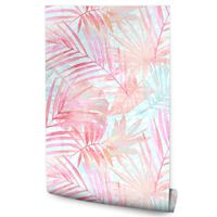 Tapeta Do Salonu Jadalni Liście Tropikalne Natura Akwarele