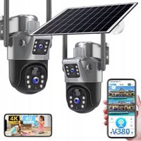 Solarna Zewnętrzna kamera dwa obiektywy 4K HD 8MP Karta SIM 4G LTE