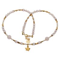 Naszyjnik - Kryształ Górski, Kwarc Różowy, Hematyt, kwiat i srebro złocone