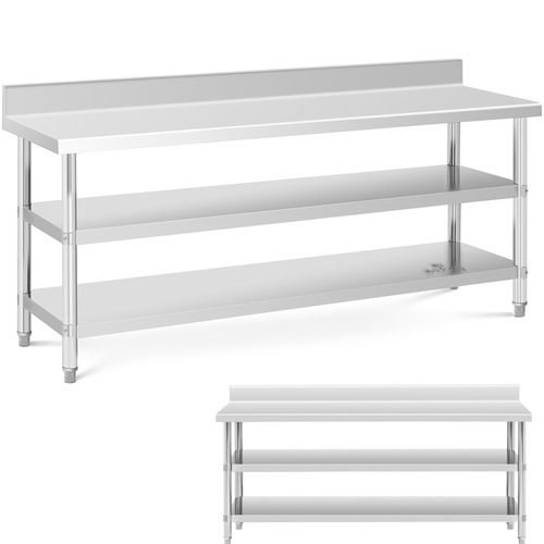 Stół blat roboczy stalowy nierdzewny przyścienny z rantem 2 półki 200x60cm na Arena.pl