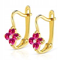 ZŁOTE KOLCZYKI KWIATKI RUBINOWE PRÓBA 333