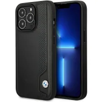 Etui BMW Leather Blue Dots na iPhone 14 Pro - czarne