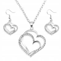 16 0051 Komplet naszyjnik kolczyki Serce cyrkonie kryształ