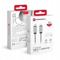 2 x FORCELL F-ENERGY Metal C238 kabel Typ C do Lightning PD 3A 27W 1 m sreb
