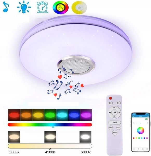 Lampa plafon LED RGBW GŁOŚNIK Bluetooth PILOT 33cm zdjęcie 6