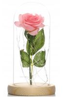 ŚWIECĄCA RÓŻOWA RÓŻA W SZKLE