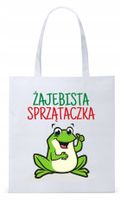 Torba Biała Eco Shopper Dla Sprzątaczki Prezent Z Nadrukiem Ze Zdjęciem