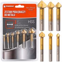 ZESTAW POGŁĘBIACZY STOŻKOWYCH HSS 6 SZT FAZOWNIK FREZ WIERTŁO 6,3-20,5 MM