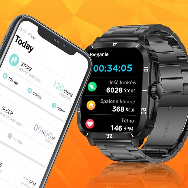 Smartwatch Zegarek Męski Wodooporny PL Menu Rozmowy Smart Watch 3 Paski zdjęcie 7