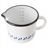 Kubek EMALIOWANY z miarką kuchenny garnek garnuszek z uchwytem 12 cm 1,2L