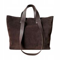 Czekoladowa zamszowa torebka A4 shopper ZAMSZ + SKÓRA NATURALNA Vera
