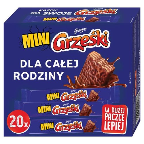 Grześki Mini Batony Batoniki Wafelki w Czekoladzie Czekoladowe 20szt x 20g na Arena.pl