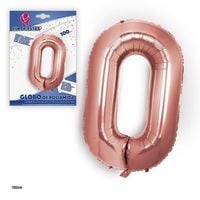 balon foliowy cyfra 0 duża 100 cm urodziny rózowa