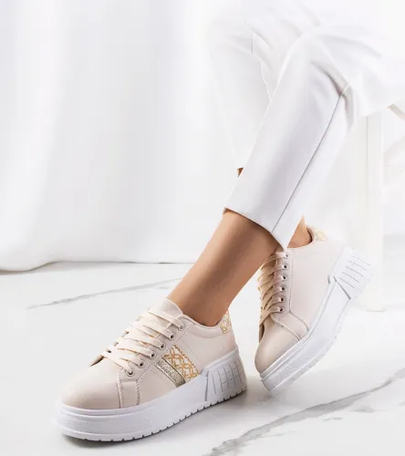 Beżowe sneakersy na platformie Kamila 37 na Arena.pl