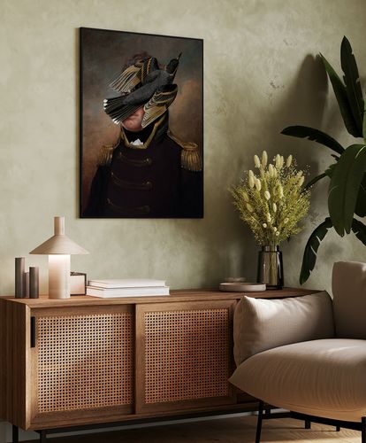 Plakat pop art portret generał ptaszek 61x91 cm w czarnej ramie na Arena.pl