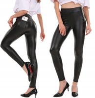 LEGGINSY MODNE MAT WYSOKI STAN MODELUJĄCE LEGINSY SPODNIE EKO SKÓRA