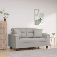2-osobowa sofa z poduszkami, jasnoszara, 120 cm, mikrofibra