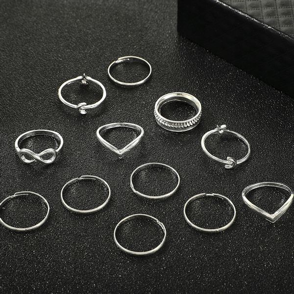 Srebrny ZESTAW PIERŚCIONKÓW RETRO PUNK BOHO 04 zdjęcie 8