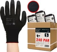 rękawice robocze mercator tech black+black pu - s - 240 par