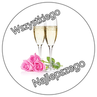 Opłatek na tort Urodziny 18 30 40 50 Szampan Kwiaty Drink Whisky Tekst