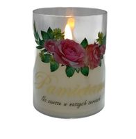 ŚWIECA LED  DEKORACYJNA 10cm x 7,5 - Warm White (Ciepły Biały) z aplikacją