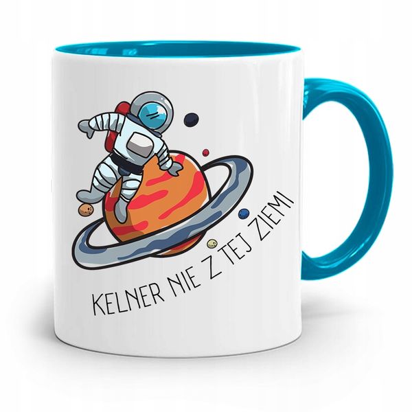 Dla Kelnera Kubek Błękitny Kelner Nie Z Tej Ziemi Z Nadrukiem Ze Zdjęciem zdjęcie 1