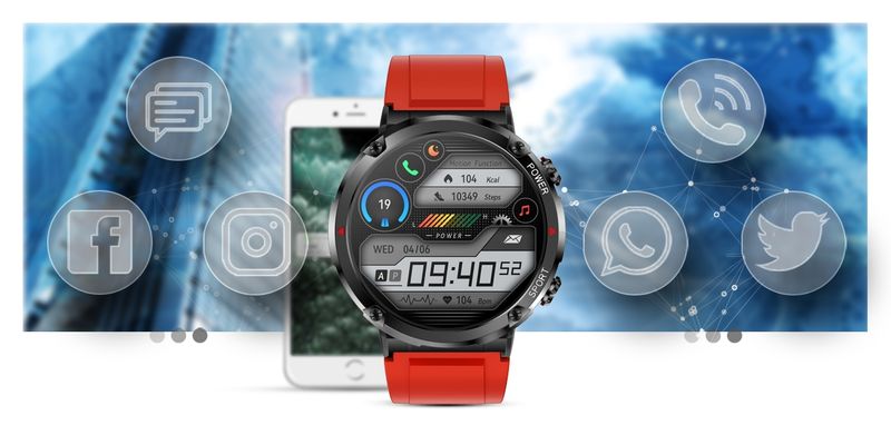 smartwatch gravity gt21-6 + czerwony pasek silikonowy zdjęcie 13