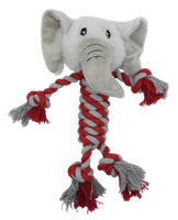 Zabawka dla psa słoń ze sznurkami i piszczałką 28x12 cm