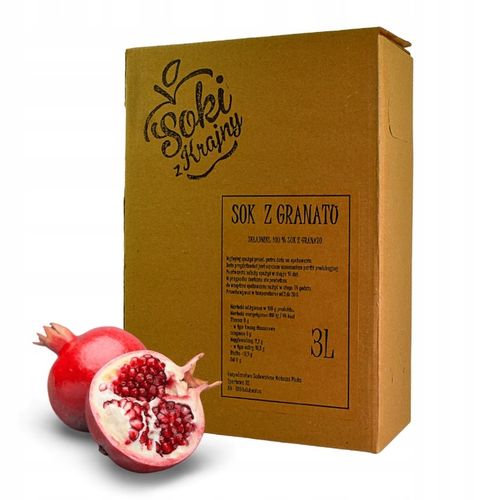 SOK Z GRANATU 100% 3L Tłoczony Z Granatów NATURALNY NFC Zdrowy BEZ CUKRU na Arena.pl