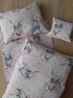 Pościel dla lalki do wózka kołyski 4 elementy króliczki króliki